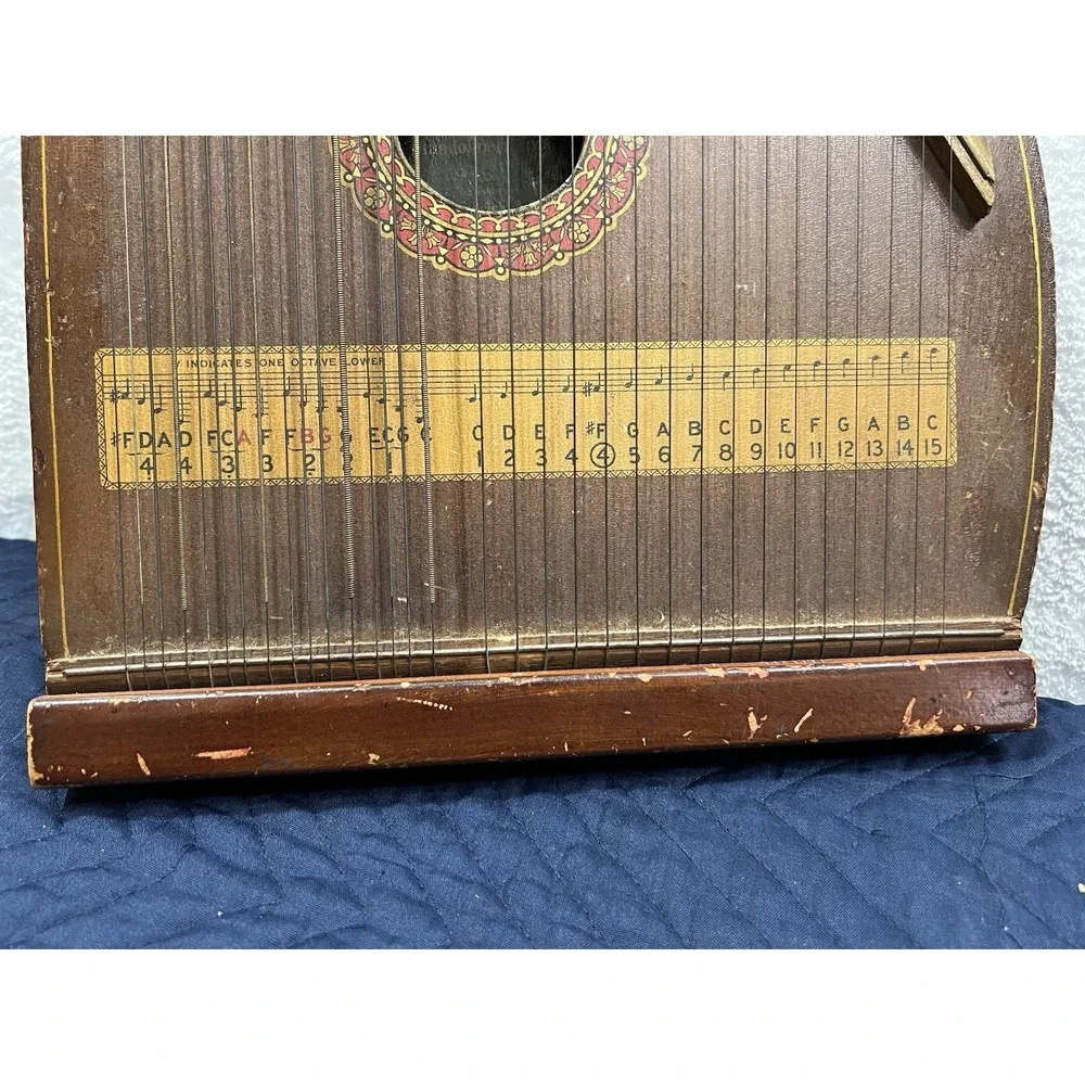 Antique Hawaiian Mandolin Harp Zither Vintage String Instrument Germany